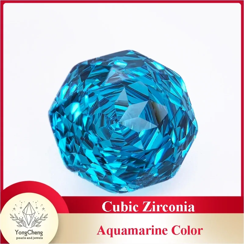 Wholesale Retail Cubic Zirconia Special Rose Cut Aquamarine Color Gemstone Bead for Diy Advanced Jewelry Rings Earrings Making