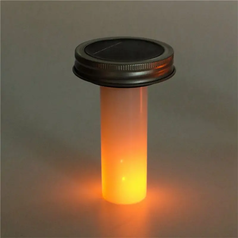 ABCA-Solar LED Flame Light Outdoor Mason Jar Lit Lamp Solar Candle Simulation Outside Lantern Garden Street Sunlight