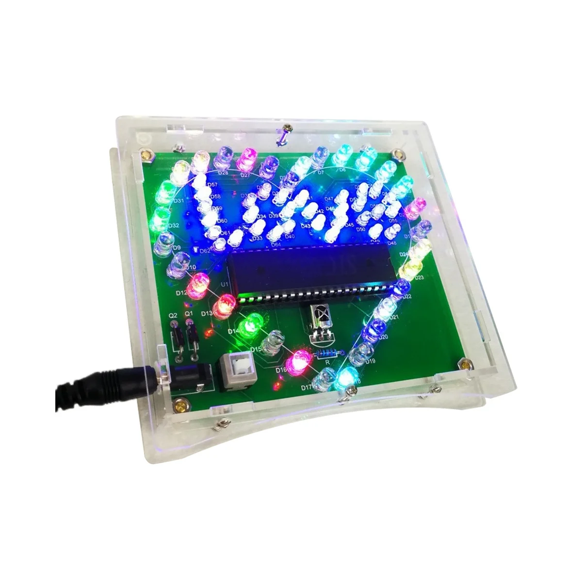 DIY Electronic Kit Colorful LED Flash Love Heart DIY Remote Control Soldering Project Kit Valentine'S Gift with Shell