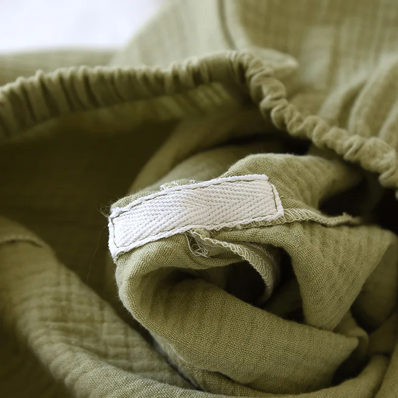 2025 neue Frühjahr/Sommer frauen Pyjama Set 100 % Baumwolle Crepe Langarm Lange Hosen Große Hause Kleidung Zwei stück Set Nachtwäsche