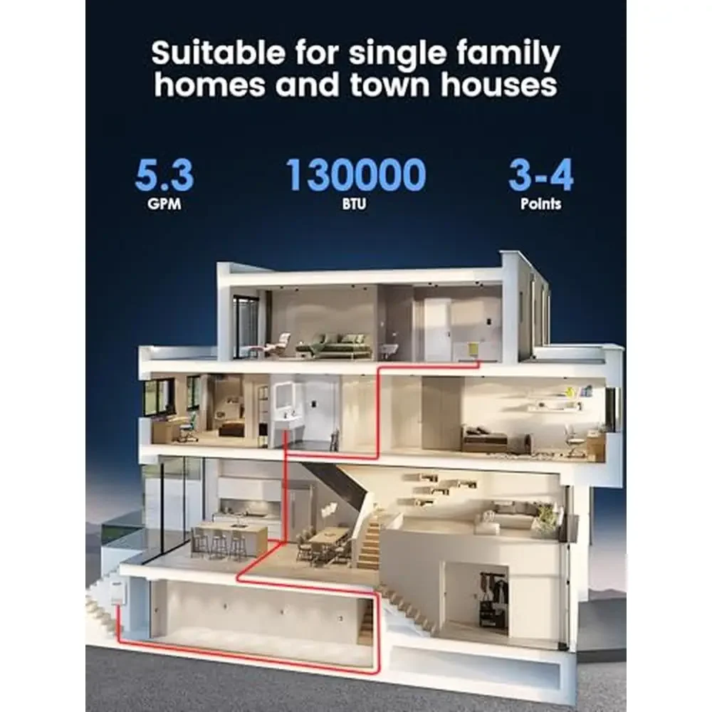 Scaldabagno senza serbatoio a propano da esterno 5,2 GPM 130000   BTU Telecomando su richiesta Scaldabagno residenziale istantaneo IPX5