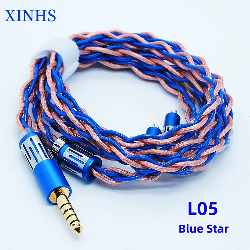 XINHS L05 Blue Star  4-Core Blue Copper Braided 7N Single Crystal Copper Headphone Upgrade Cable，For MMCX/0.78 2PIN/QDC/IE900