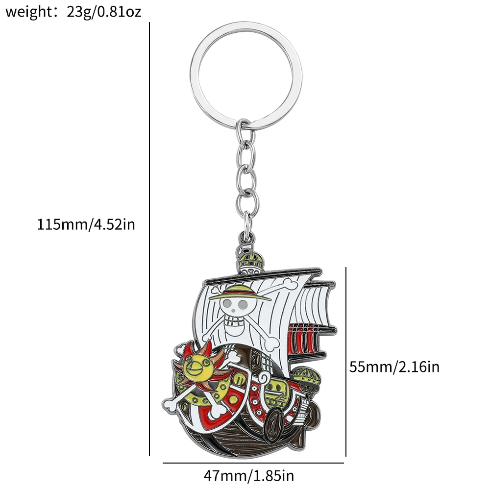 Anime One Piece Keychain Classic Luffy Straw Hat Pirate Thousand Sunny Ship Pendant Key Chain Collection Gifts for Men Boys