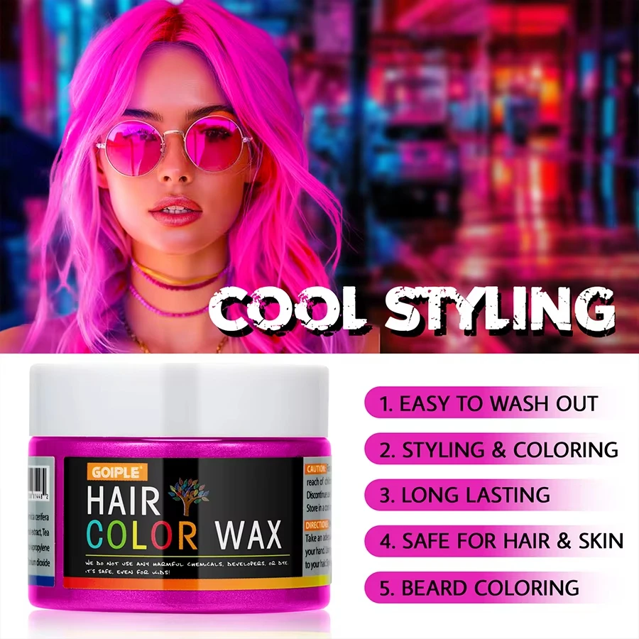Valentine's Day DIY Hair Coloring Wax Easy to Wash Mud Hair Dyed Cream One-time Use for Beard And Eyebrows Hair Care Products
