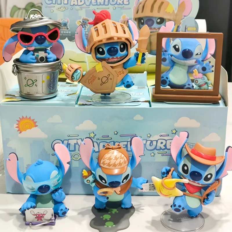 ディズニー スティッチ シティ アドベンチャー ブラインドボックス - ミステリーサプライズ 626 キュートなPVCドールオーナメント デスクトップデコレーション 誕生日プレゼント