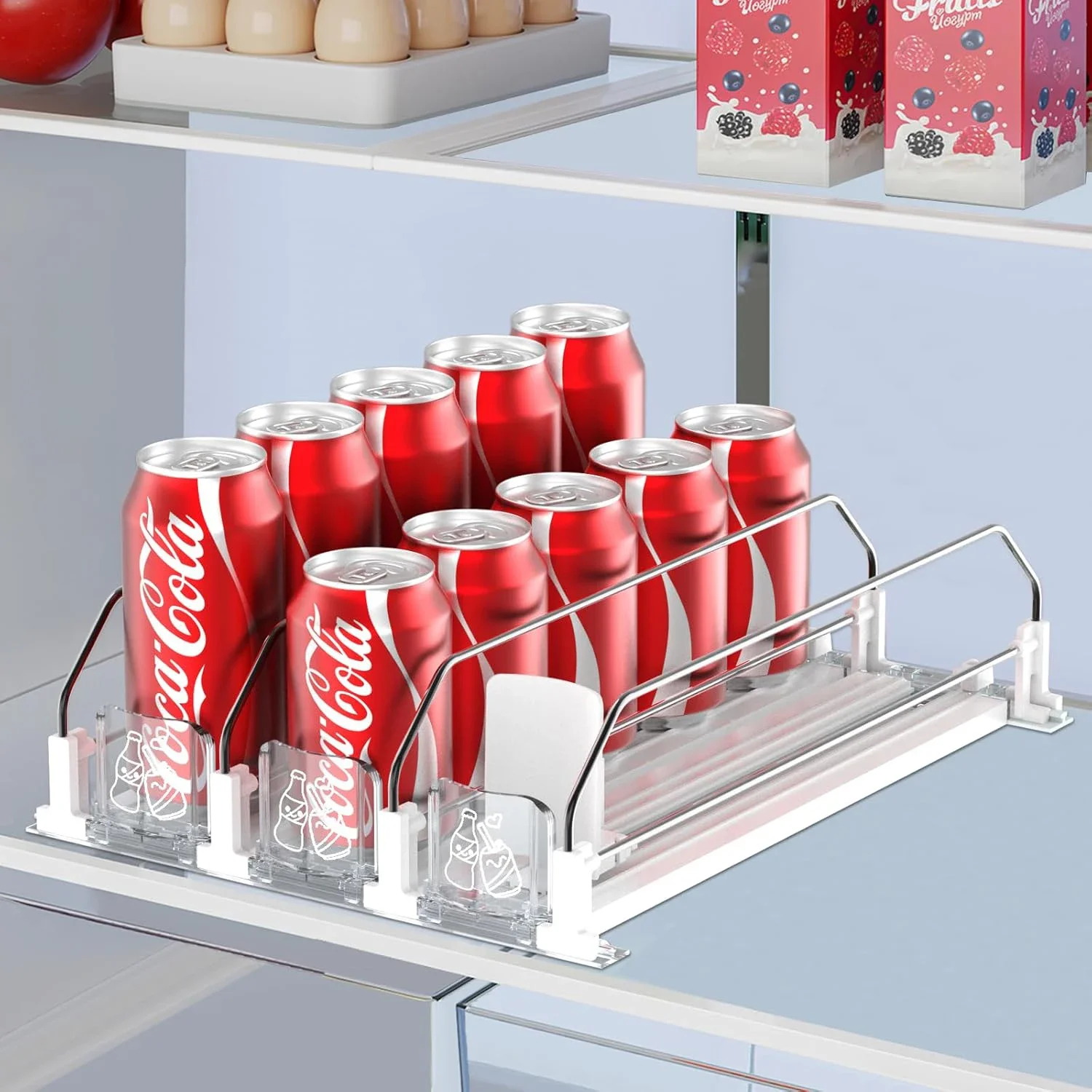 

Drinks Self-Sliding Storage Rack Refrigerator Drink Organizer Soda Kola Beer Can Dispenser Adjustable Width Kitchen Organizer