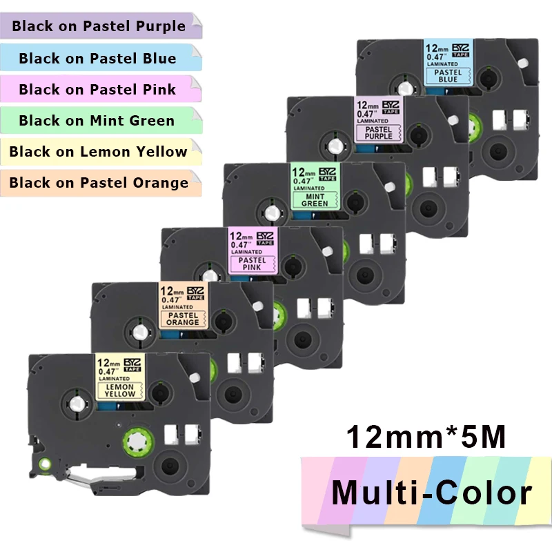 1PCS Compatible for Brother Tze231 Macaron Label Tapes TZe-MQF31 TZe-MQ531 TZe-MQE31 TZe-MQG31 FOR PT-D210 PTH110 pt-710bt