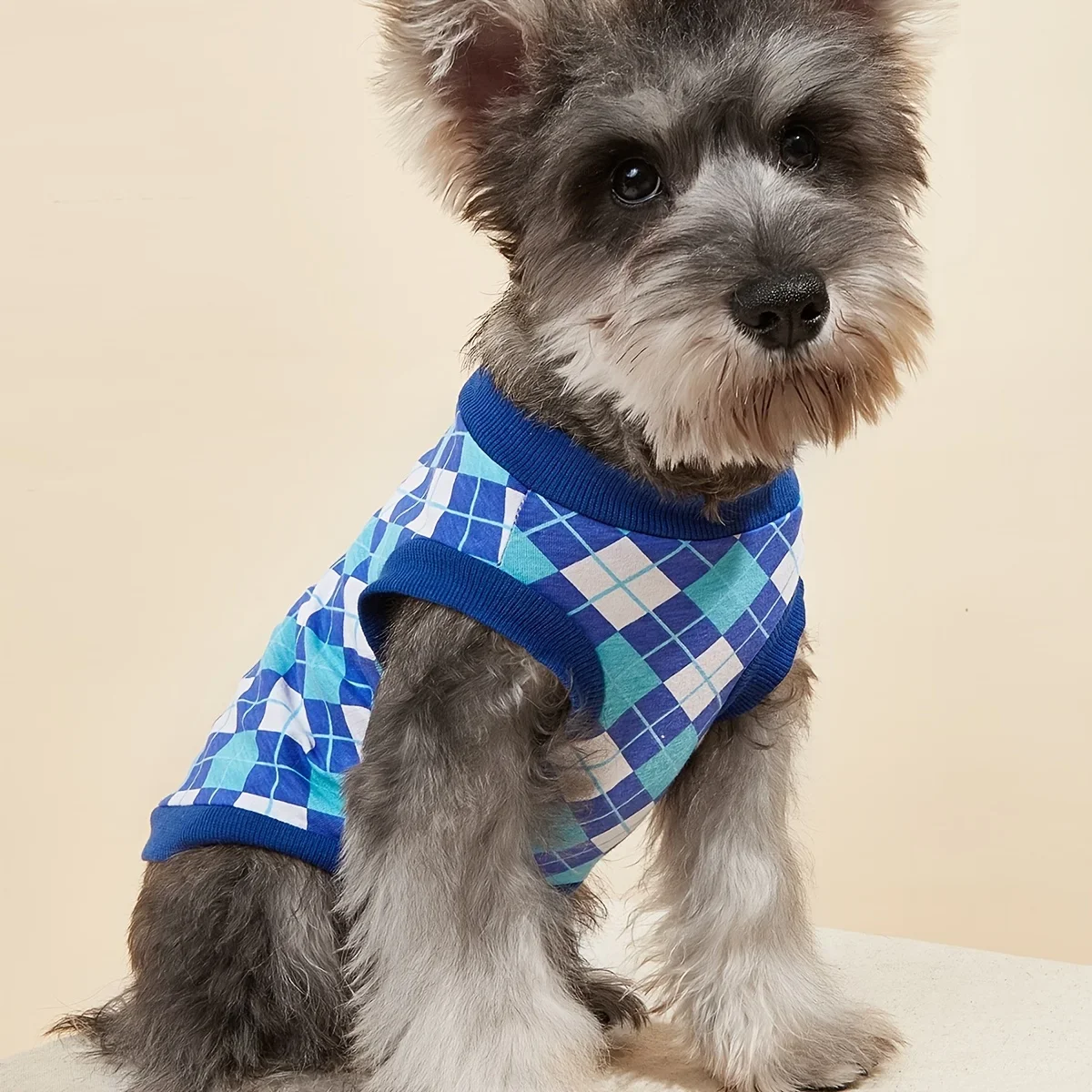 Pet Classic Argyle Printed Tank Top, Machine Washable, For Small & Medium & Large Dogs