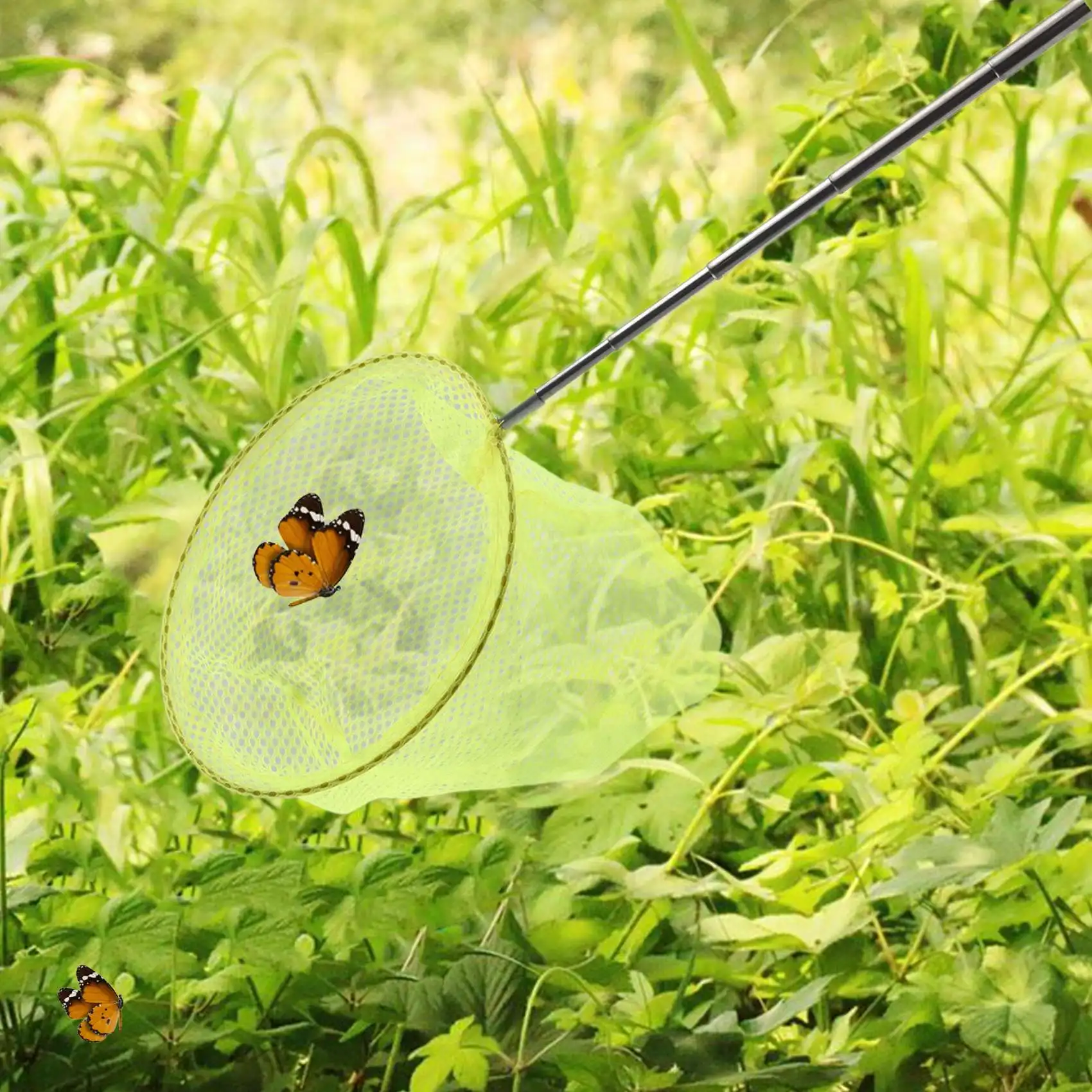 Outdoor Catching Catching Butterfly Net Fishing Net Bag Stainless Steel Telescopic Fishing Net Tool Outdoor Telescopic Portable