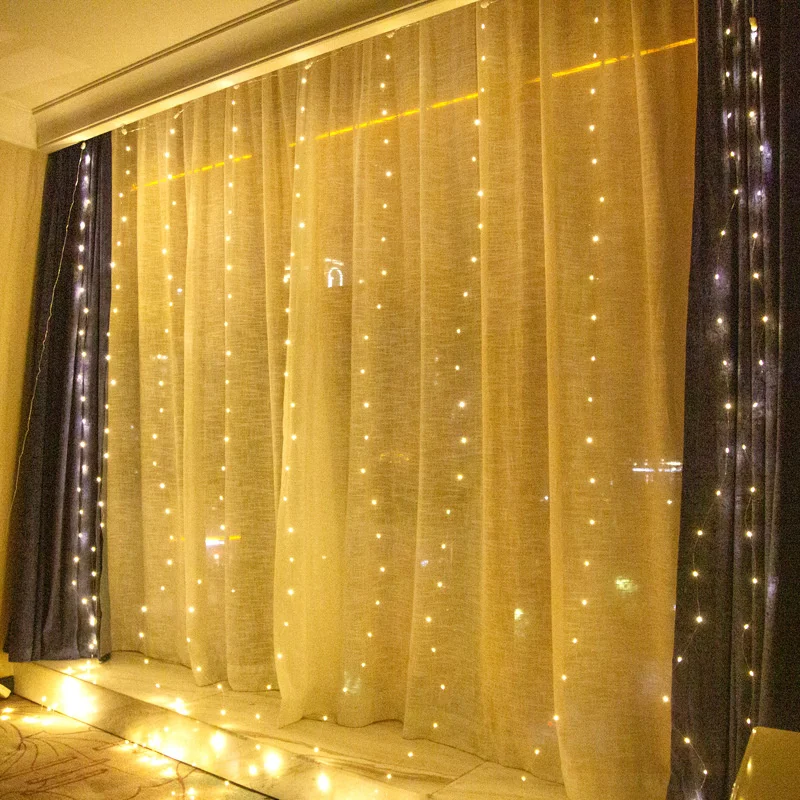 Festoon USB Kurtyna LED Light String Świąteczna girlanda Lampa Nowy Rok 2025 Dom Sypialnia Xmas Party Dekoracja Noel Navidad Decor