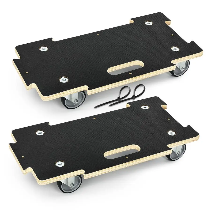 

Heavy Duty Moving Dolly, 4Wheel Foldable Hand Truck with 11Layer Plywood Base, 3 Silent TPR Wheels, NoAssembly Utility Cart for