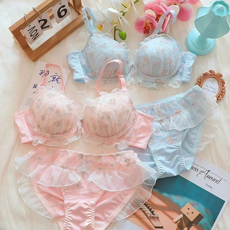 sweet-lovely-girls-underwear-lace-lingerie-set-thin-with-steel-ring-gathering-bra-large-size-push-up-adjustable-women-bralette