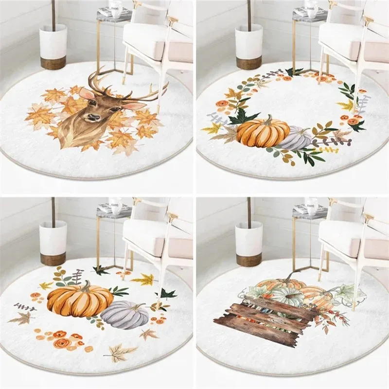 

Pumpkin Fall Round Carpet, Halloween Non-Slip For Living Room