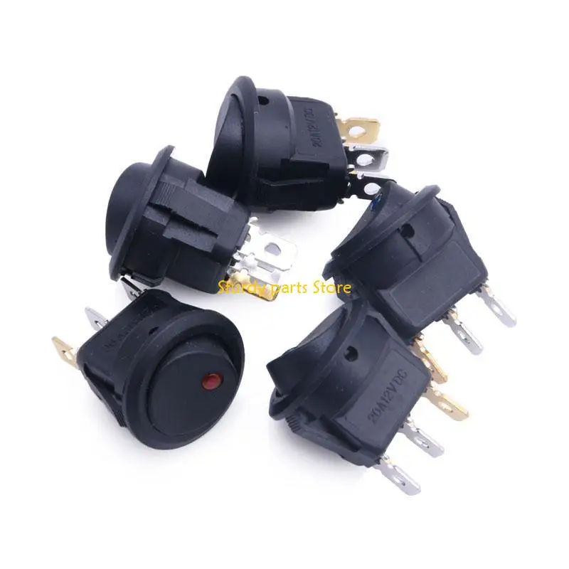 

97QC 5шт Voiture 12V Rocker Round Dot Boat Красный светодиодный светильник Basculer ВКЛ/ВЫКЛ NOUVEAU