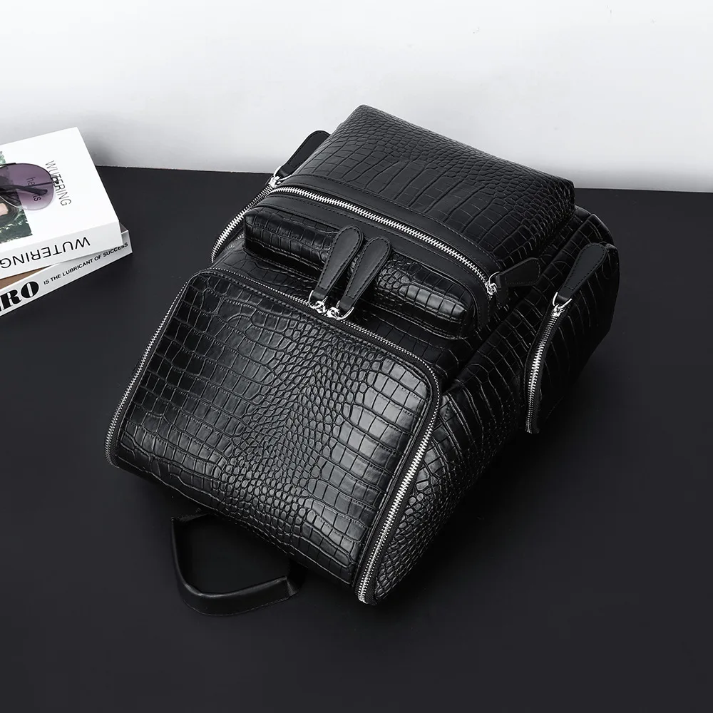 Luxus-Rucksack für Herren Business-Laptoptasche Modischer Alligator-Leder Reiserucksack für Männer Große Kapazität Herren-Schulranzen Rucksack – Detail 3