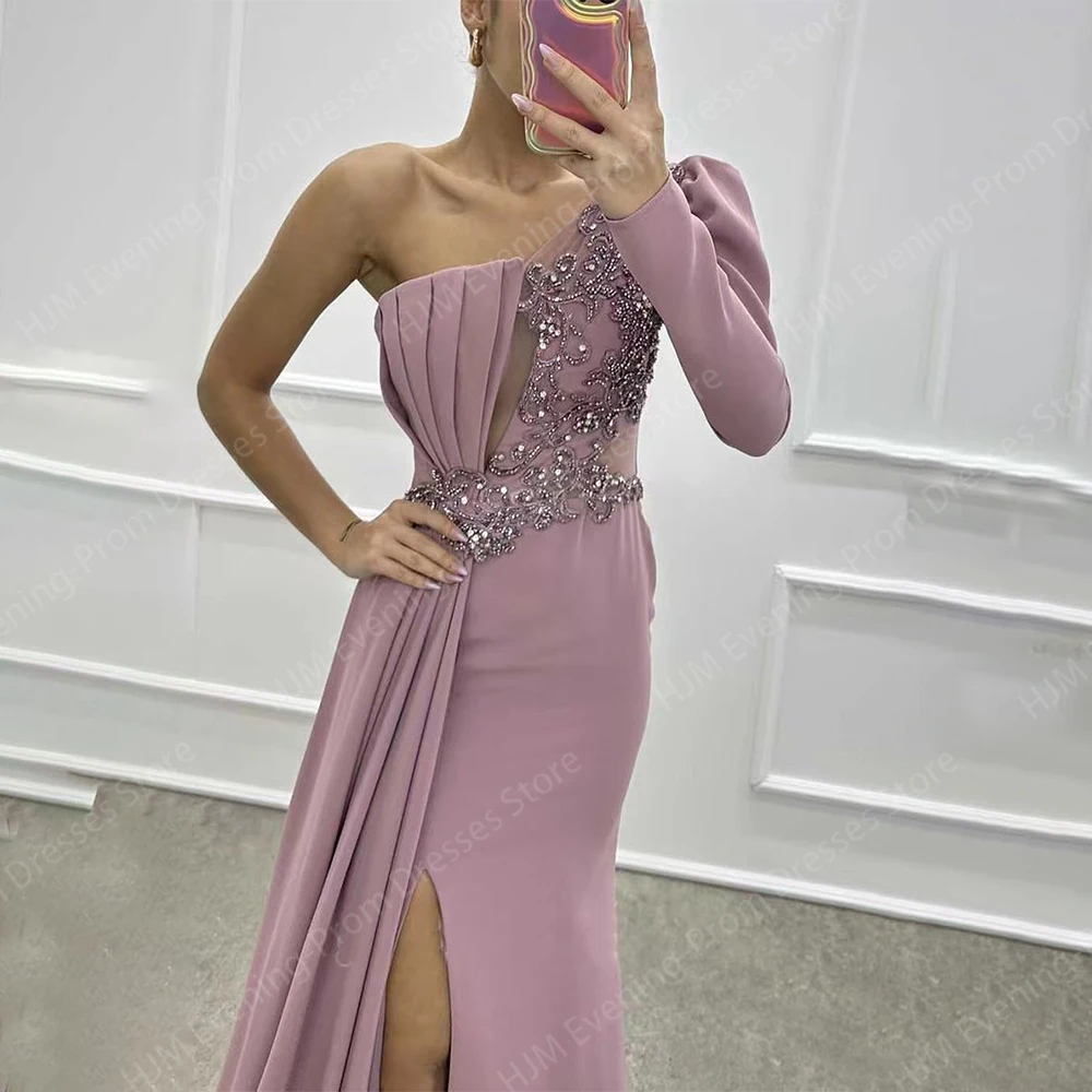 Elegant Long Beads Evening Dresses for Women Satin Floor-Length Sexy Mermaid Prom Party Wedding Gala Special Events Dress 2024