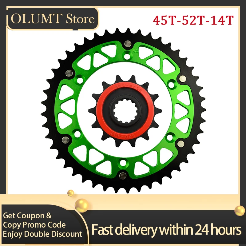 

Motorcycle 520 45T-52T 14T Front Rear Sprocket For KAWASAKI KLX 250 SDF SEF KLX250S KLX250 S