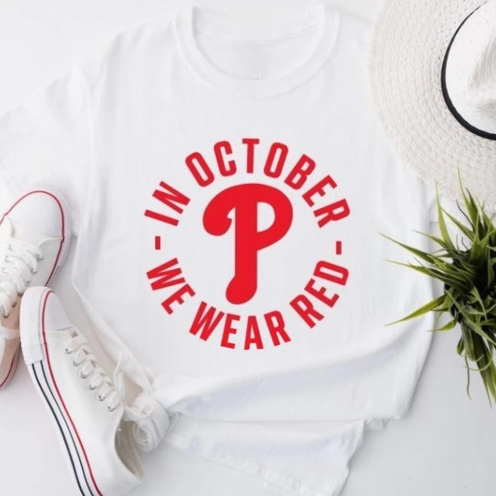 Philadelphia Clothing in October We Wear Red T-shirt Men Women Daily Life Streetwear Creative Design Printed Shirt