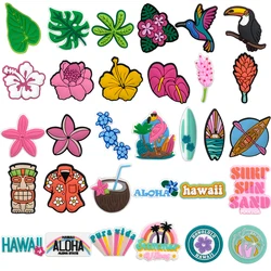 1/30 adet ayakkabı Charms yeni Hawaiian tarzı çiçek sörf tahtası kadın erkek sevimli ayakkabı dekorasyon ayakkabı aksesuarları pimleri için Clog Kawaii