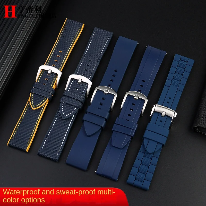 22 23mm For Citizen Blue angel second Three generation Men watch Strap AT8020 8078 JY8085 nylon fluoro rubber silicone watchband