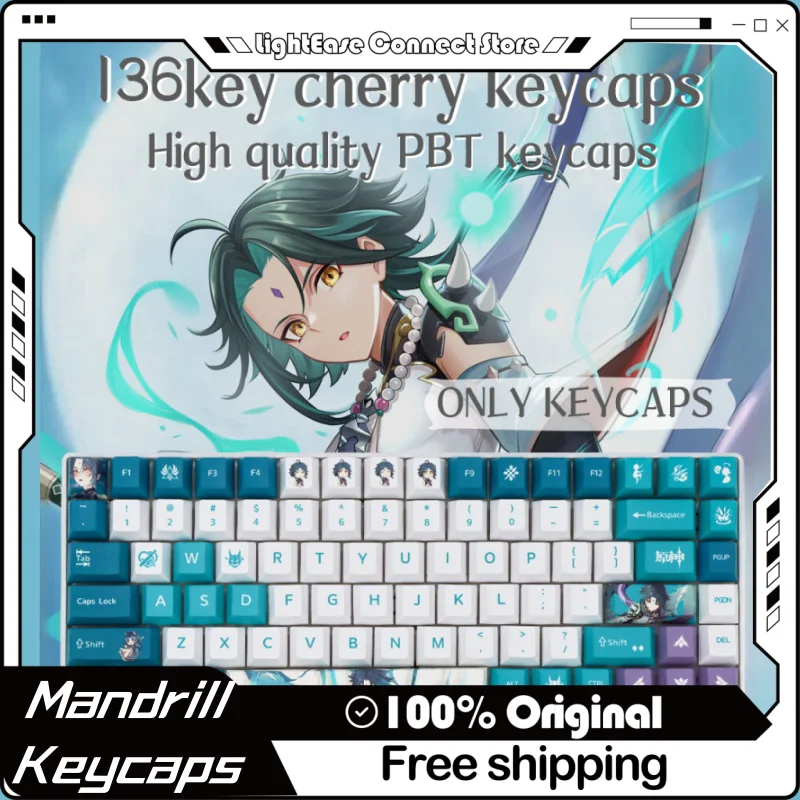 2024 New 136 Key Mountain Demon Theme Key Cap Original Height Pbt Hot Sublimation Cartoon Animation Game Mechanical Keyboard Cap