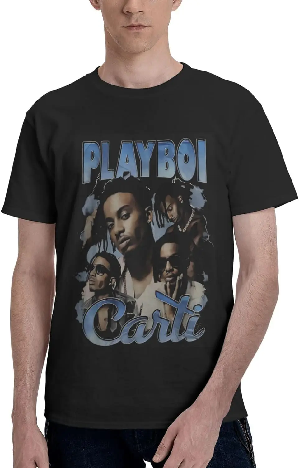 Playboi Rappe Carti Mens Womens Hip Hop Rap Trap Rapper Streetwear Vintage Style T-Shirt Black