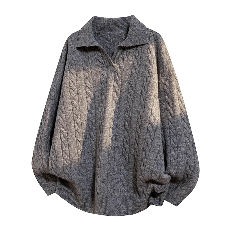 

Mens Long Sleeve Knit Pullover Shirt Style Collar Casual Loose Fit Comfortable Versatile Sweater Men Knit Sweatercoat