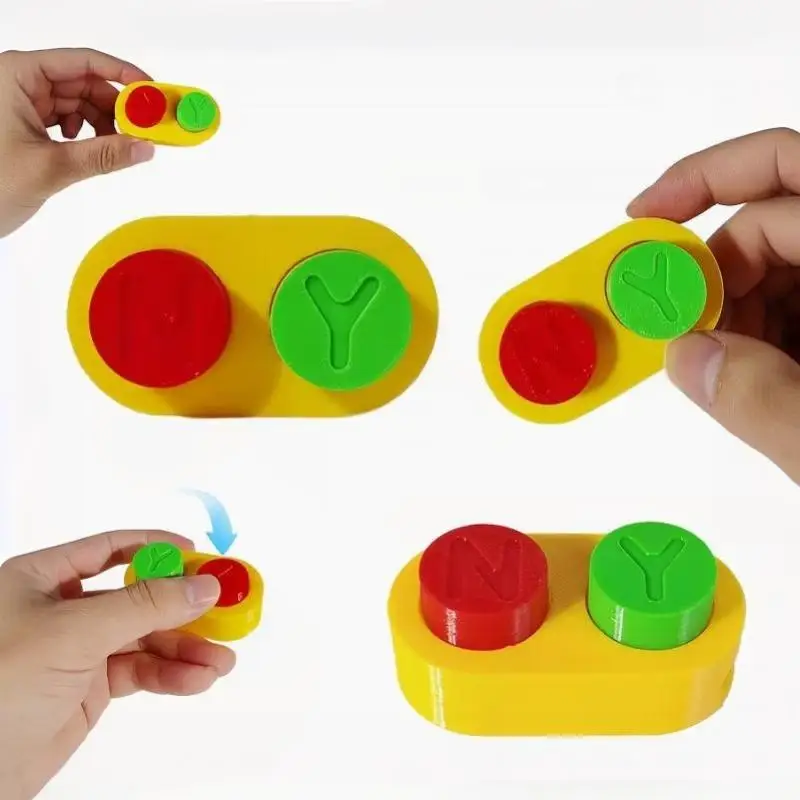 3D Printed Yes No Decision Button Fidget Toy 1 Pack 6.5cm Eco-Friendly PLA Desk Gadget for Work Stress Release