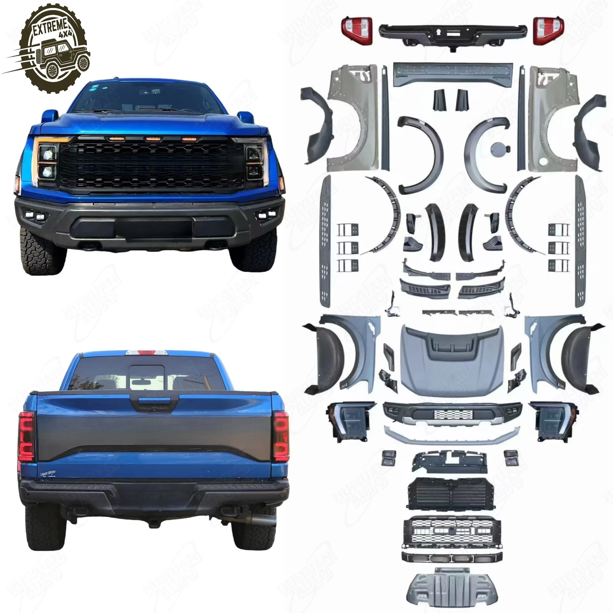For Ford F-150 Bodykit 2015-2021 Upgrade to 2021 Style Body Kit Ford F150 Raptor Facelift Front Bumper Headlights Taillights