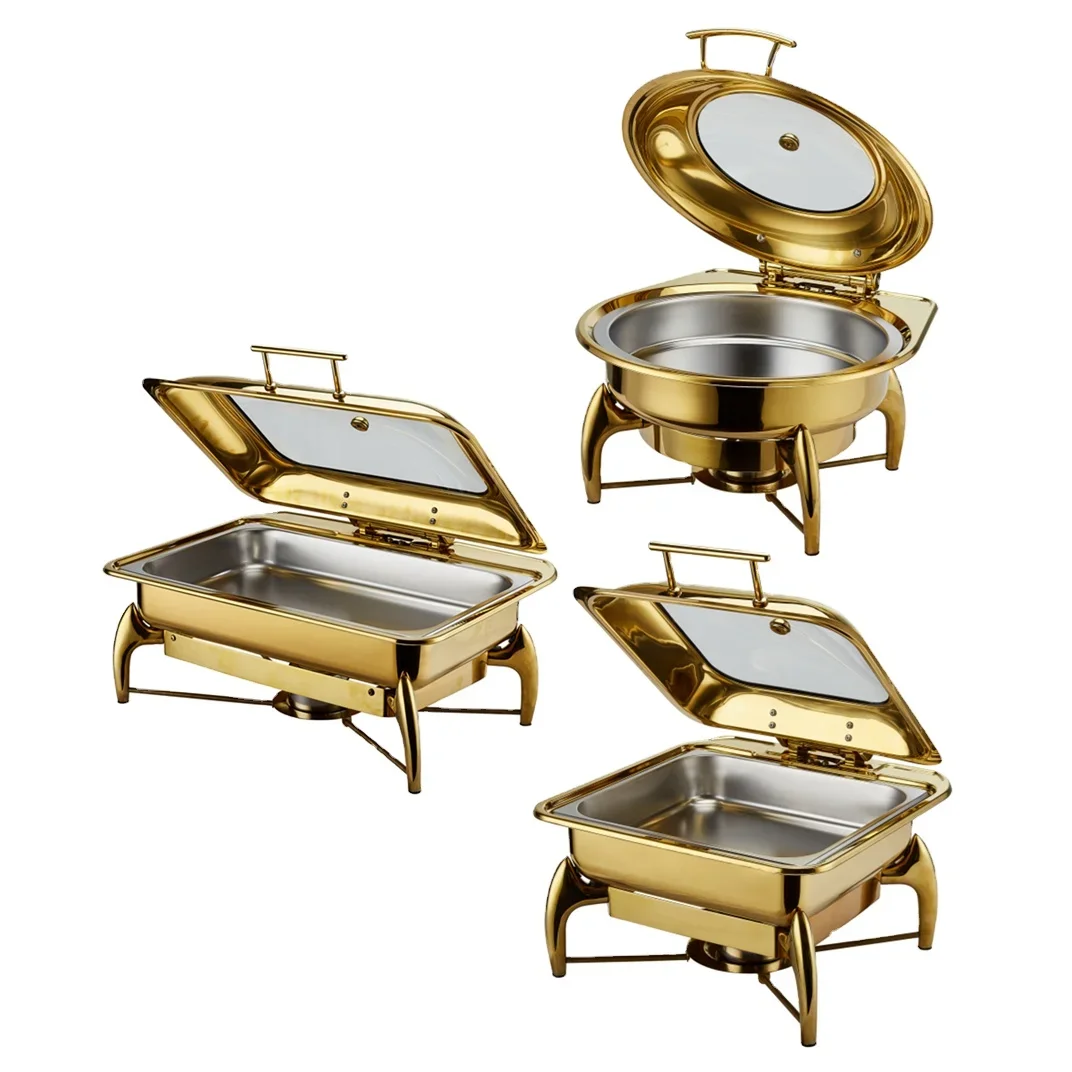 Gold-plated high-end buffet stove, Hotel swing-away electric hot plate, stainless steel insulation oven, food preservation