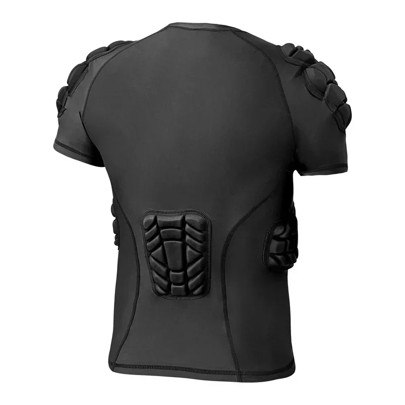 Men's Shockproof Padded Compression Shorts/Protective Gear Short Sleeve T-shirt for Sports Rugby Football Basketball Bike Riding
