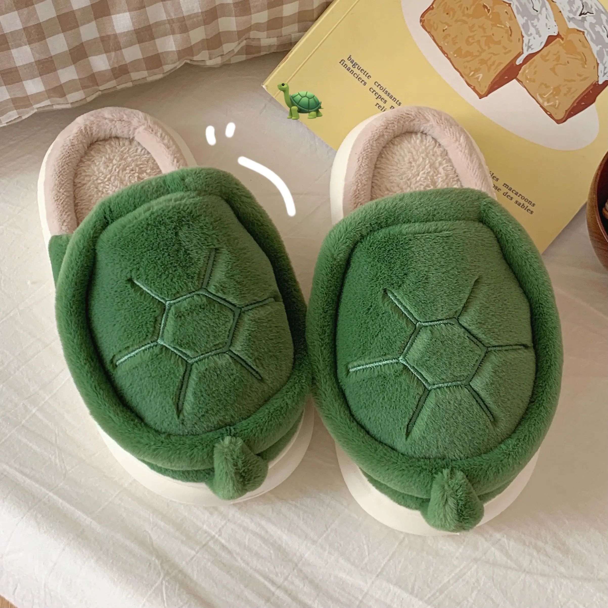 

Green Turtle House Shoes 2024 New Arrival Women's Slippers Home Unisex Boys Girls Pink Animal Fur Slides Shoes Chaussons Femme