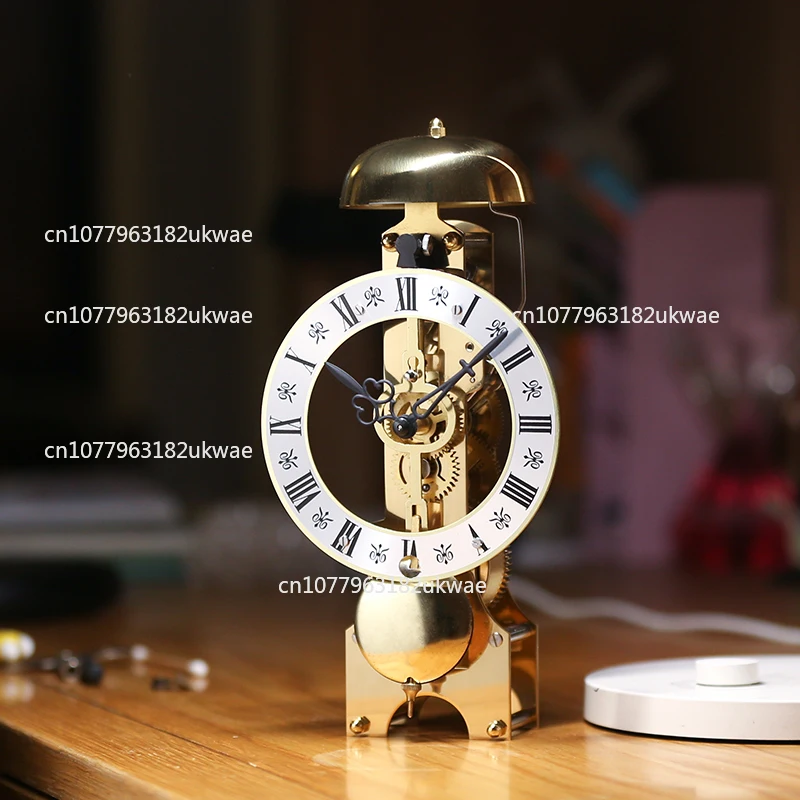 

Механические настольные часы Polaris, часы с сиденьем из чистой меди, скелетольные часы, металлические настольные часы с механизмом