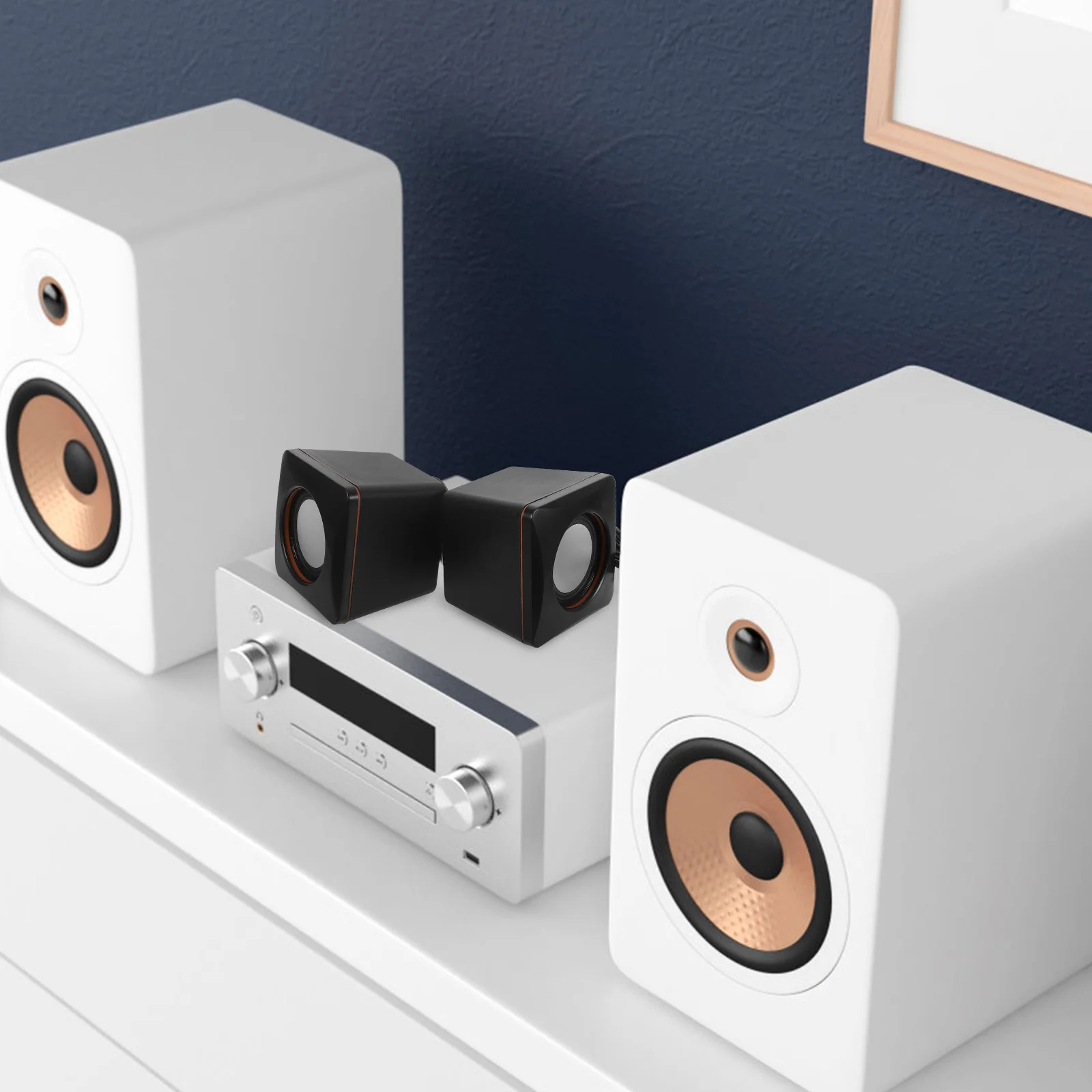 

1Pair Mini Audio USB Wired Speaker Portable Desktop Computer Speaker Compact Durable ABS Material Stable Sound for Home Office