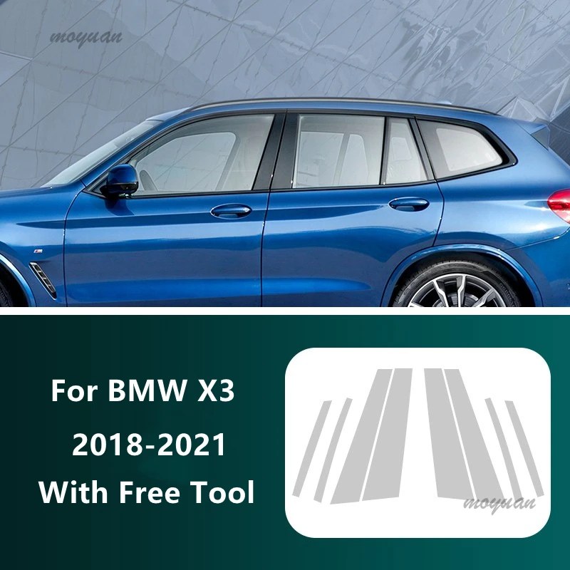 For BMW X3 2018-2022 TPU Car Door Window Transparent BC Column Pillar Film Cover Strip Reflection Panel Membrane Trim Styling