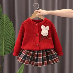 Girl Set Princess Dress Children Knitted Sweater Two-piece Set Baby Girl Clothes Skirt Set for Children Girl Clothing Ropa 2024