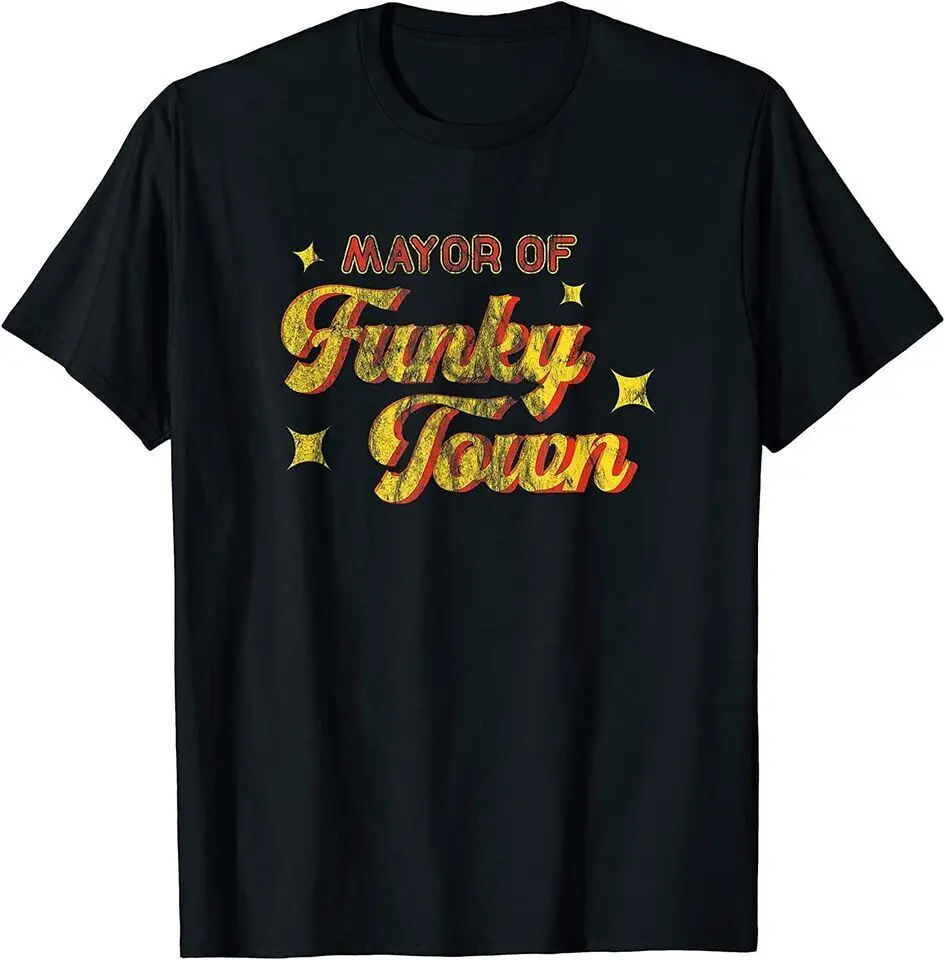 

New Mayor of Funky Town 1970s Disco Funk 70s Retro Funk Funny T-Shirt USA Tee