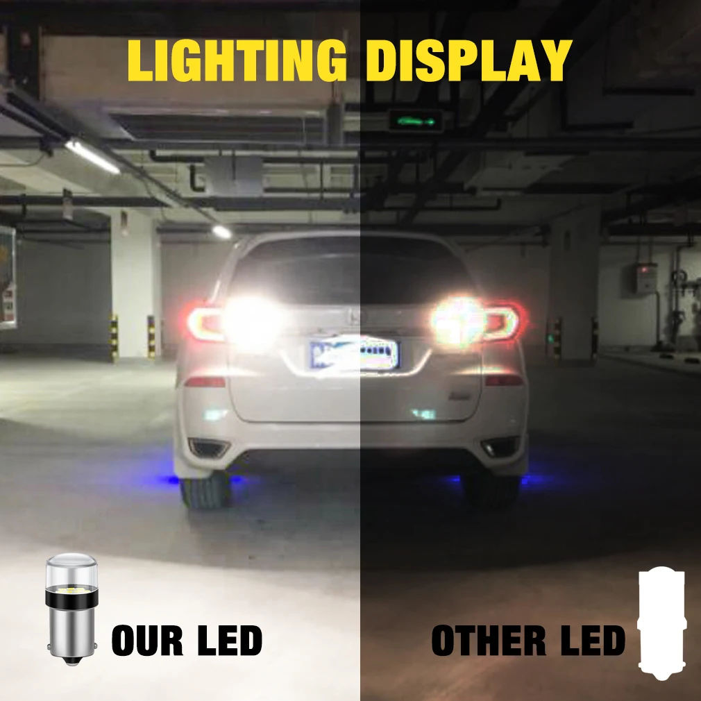 2pcs Car Led P21W 1156 BA15S 1157 BAY15D P21/5W Turn Signal Lights Bulbs R5W R10W Auto Reverse Lamp 12V 6000K White Red Yellow image 5