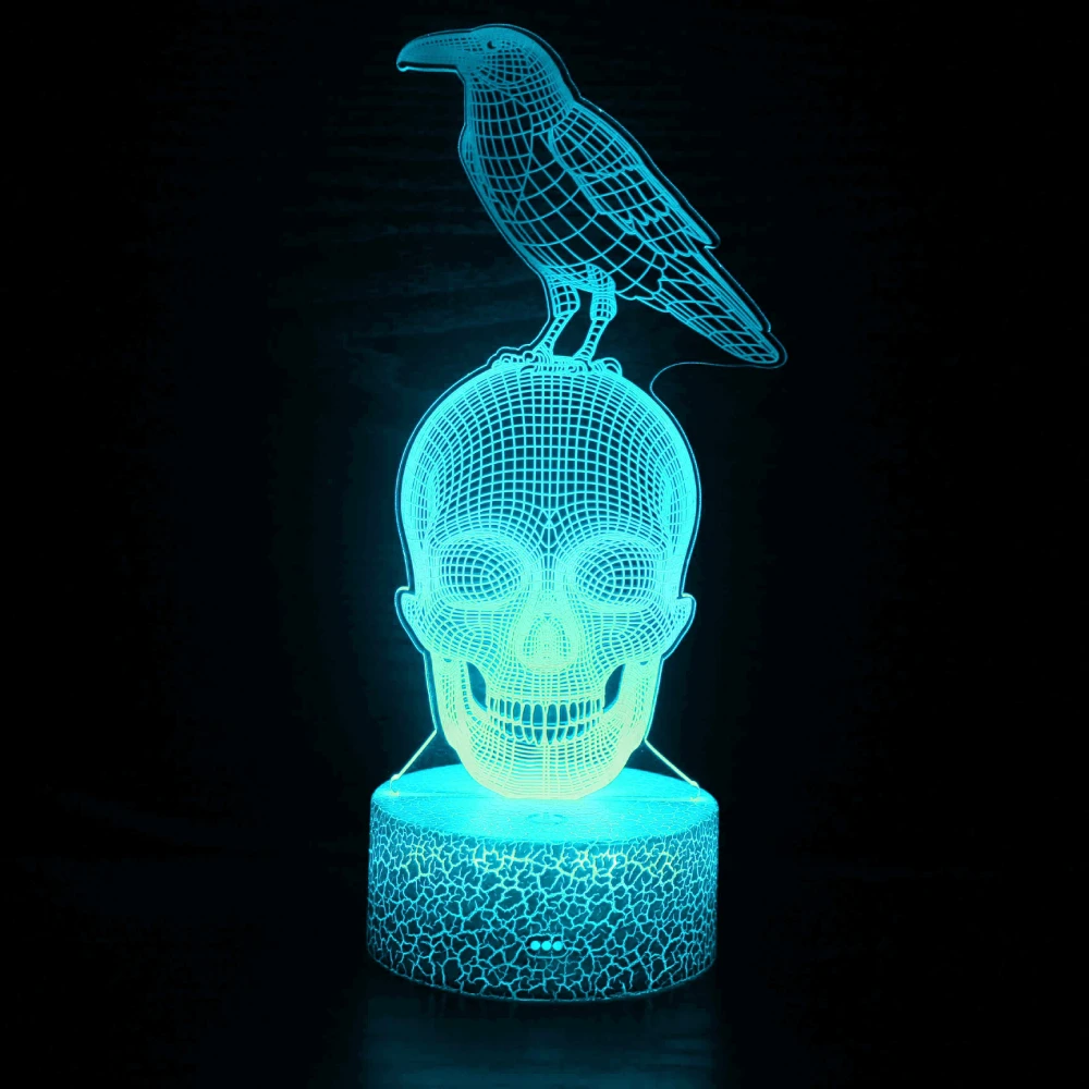 Nighdn Schädel und Adler Schreibtisch lampe 7 Farbwechsel USB LED Nachtlicht für Schlafzimmer Dekoration Halloween Geschenk für Kinder Jungen Männer