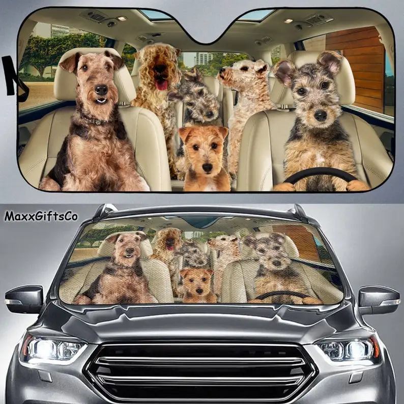 

Lakeland Terrier Car Sun Shade, Lakeland Terrier Windshield, Family Dogs Auto Sunshade, Dog Car Accessories, Gift For Dad, Mom,