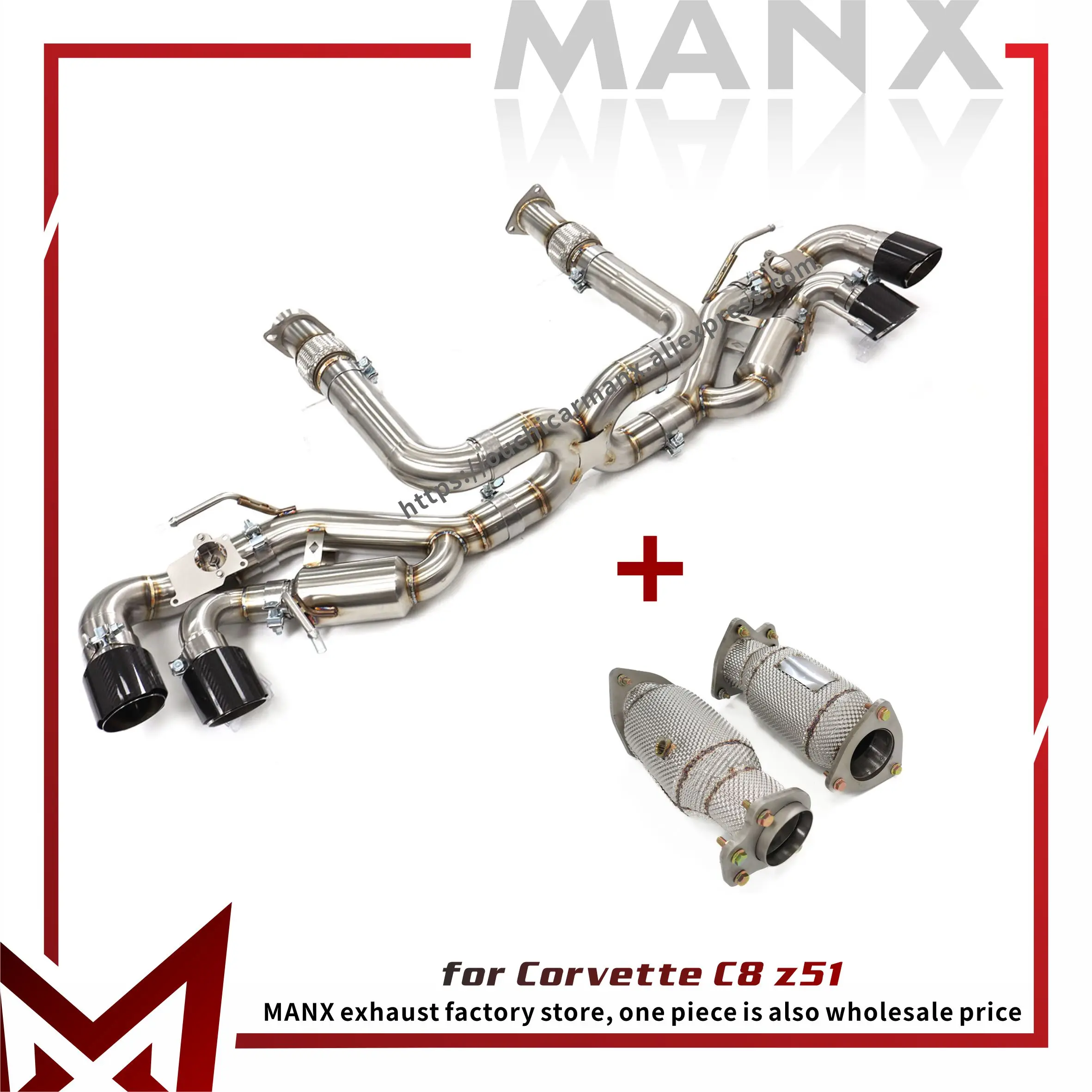 

﻿ MANX OEM Valves for Corvette C8 Z51 Catback Exhaust system Downpipe Stainless steel with Catalytic Converter Tips