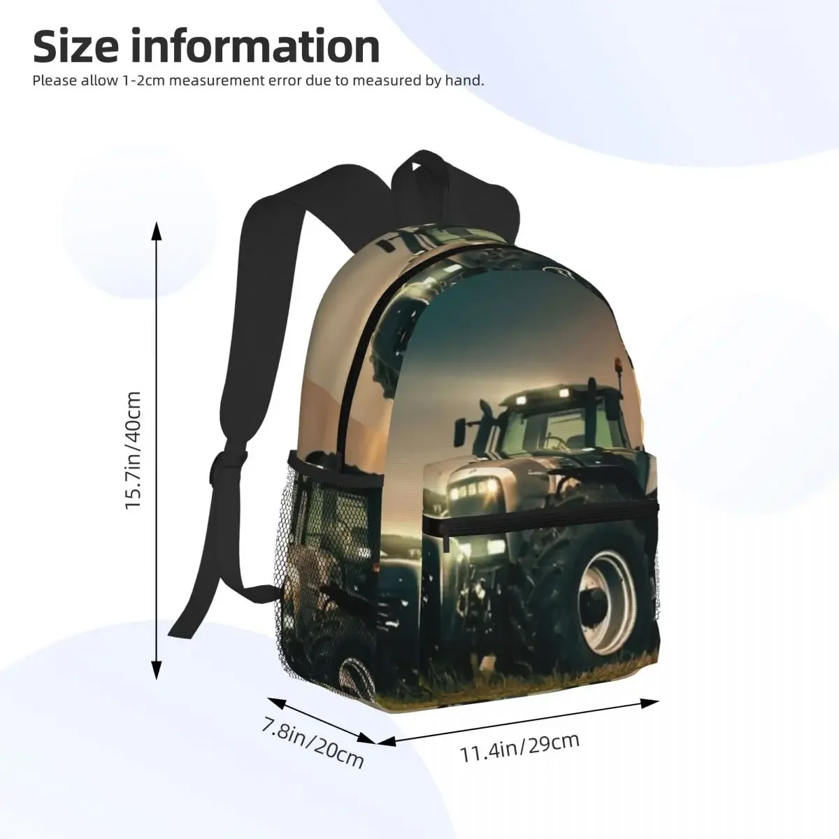Playful Play With Farm Tractor Student Backpack School Bag Hiking Travel Daypack for Boys Girls Fashion Bookbag Shoulder Bags