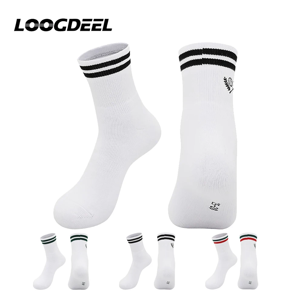 

LOOGDEEL Adult Breathable Sweat-Absorbent Professional Sports Socks Anti-slip Badminton Socks Embroidered Training Crew Socks
