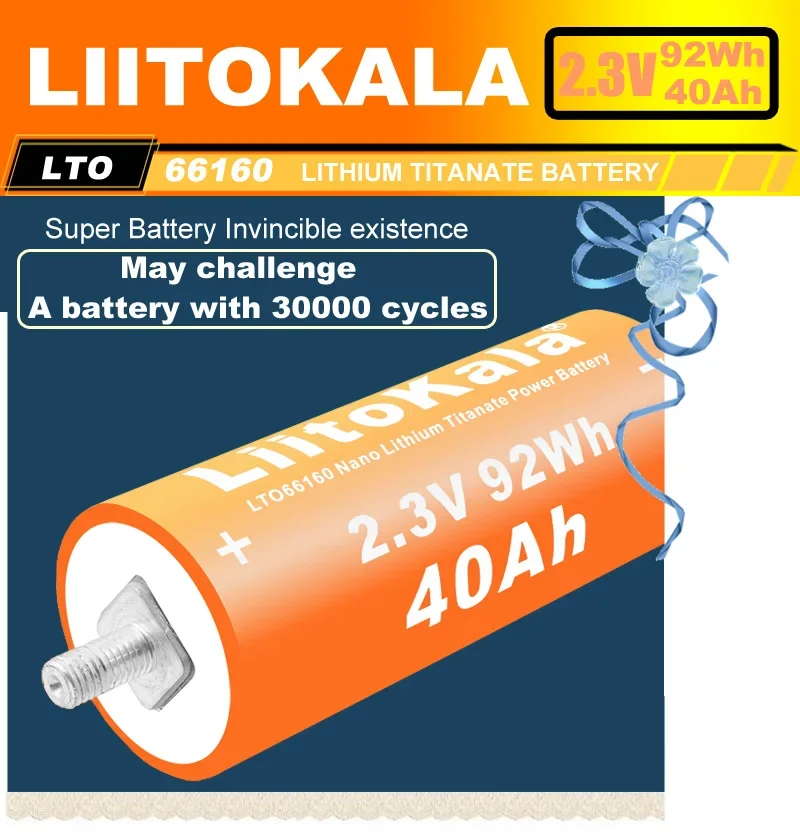 Batterie Lithium Titanate originale LTO66160H 2.3V 40ah, décharge 10C, bricolage 12V 24V 36v, batteries résistantes aux basses températures