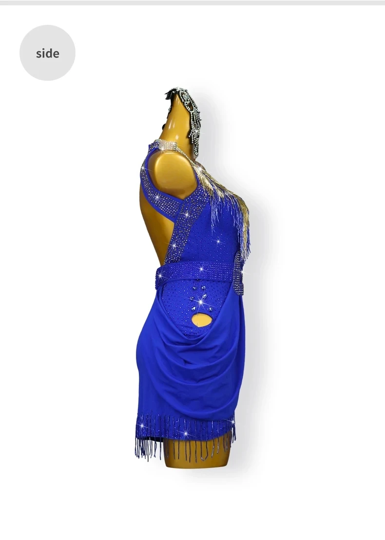 Latein-Tanzkleid, Damen-Tanzkleidung, Rock, sexy amerikanische Kleidung, Sport, Bühne, Samba, Übungskostüm, Mädchen, Abend, Kabarett-Anzug – Detail 9