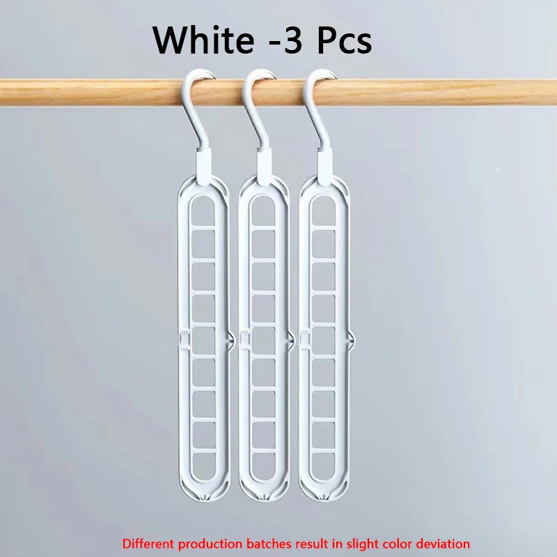 3Pcs 9-loch Kleiderbügel Organizer Platzsparende Kleiderbügel Multi-funktion Klapp Magie Kleiderbügel Trocknen Racks Schal kleidung Lagerung