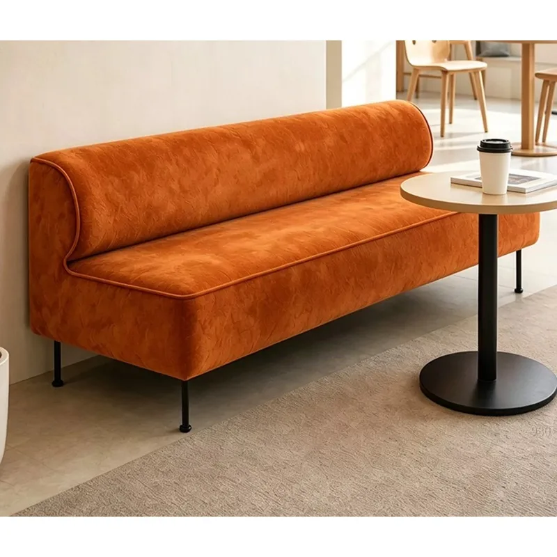 Restaurant booth sofa, new high-end small apartment sofa, fabric sofa, clothing store long shoe changing stool