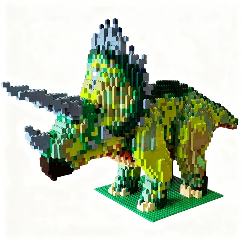 5654pcs MOC Sculptures Triceratops Dinosaur Sculpture Model Building Blocks Christmas Gift Architecture Toy 3D Education Art