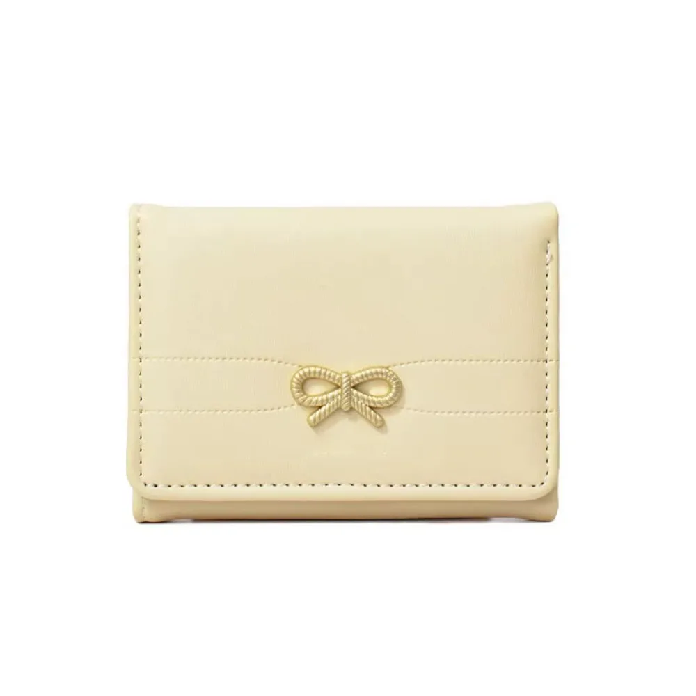 

Korean Style Mini Portable Purse Solid Color Lightweight Portable Card Holder Bow Multifunctional Student Simplicity Wallet