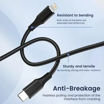 0,25m kabel USB typu C s rychlonabíjecím konektorem, datový kabel, krátký přenosný kabel USB-C s Lightning konektorem, nabíjení pro iPhone, powerbanku a telefonní kabel 6 nejlepší prodej Krátký kabel USB typu C - №2
